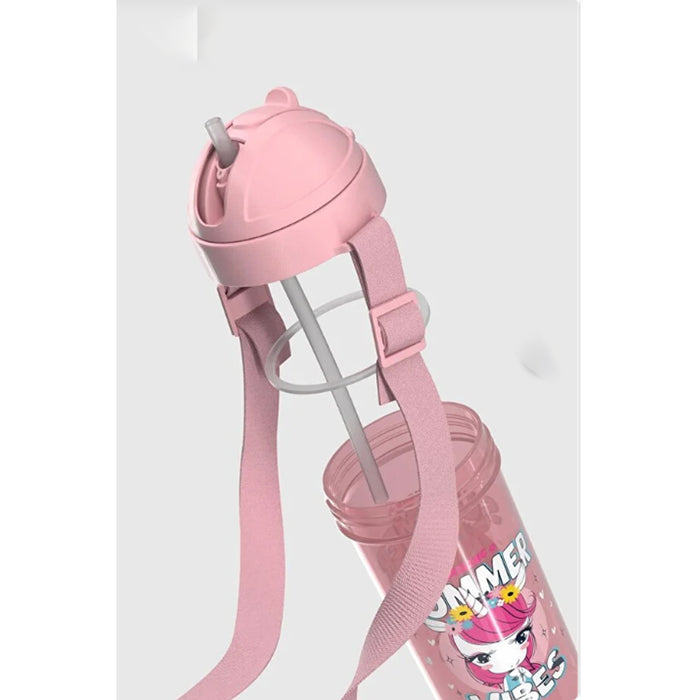 رينجا زجاجة مياة بشفاطة 415 مل بلاستيك يونى كورن روز - 912146P