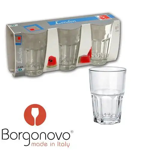بورجونوفو طقم 3 أكواب زجاج (330 مل) شفاف - 9893