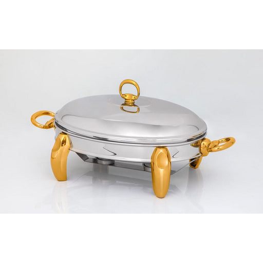 رويال ألفريدو طبق تقديم وسط بيضاوى ( غطاء + طاجن زجاجي)  ستناليس ستيل فضى * `ذهبى - 1019SG
