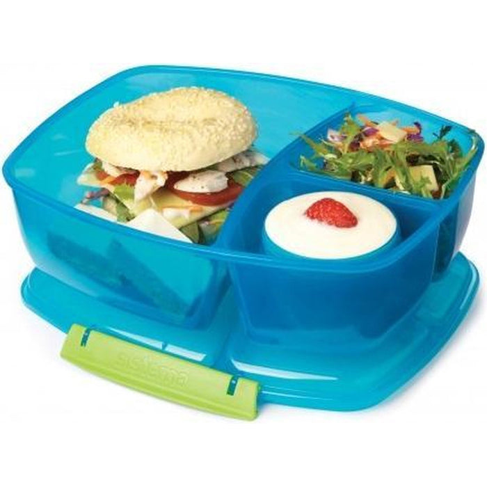 سيستيما لانش بوكس مقسمه بعلبة صوص بلاستيك 2 لتر ازرق -2409201B