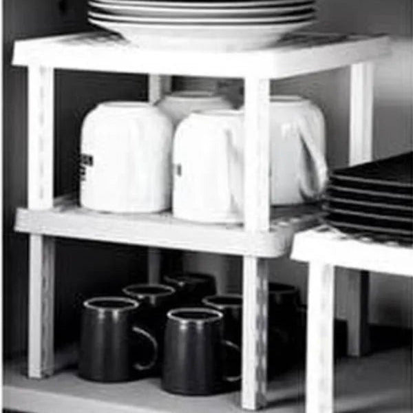 جوندول منظم رف مطبخ مربع ( 26*26*2 ) سم بلاستيك ابيض - G-236