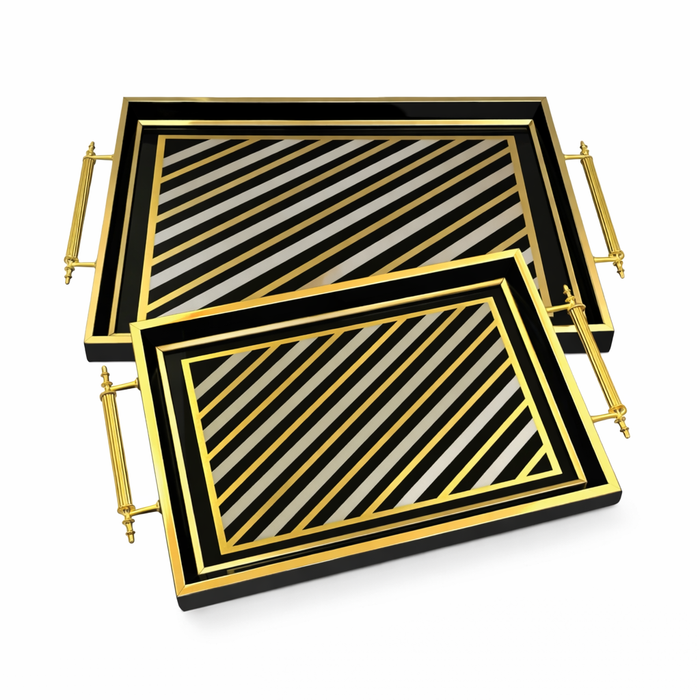 رويال الفريدو طقم صواني ٢ قطعة شكل مستطيل خشب اسود  - 361200