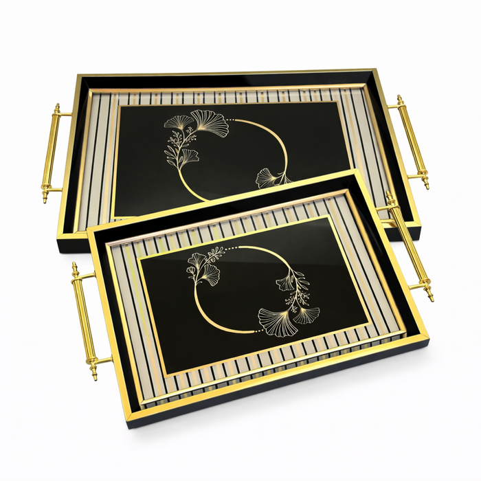 رويال الفريدو طقم صواني ٢ قطعة شكل مستطيل خشب اسود  - 791900