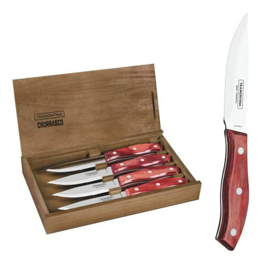 ترامونتينا طقم سكاكين مطبخ 4 قطع +علبة خشب احمر - 2246539