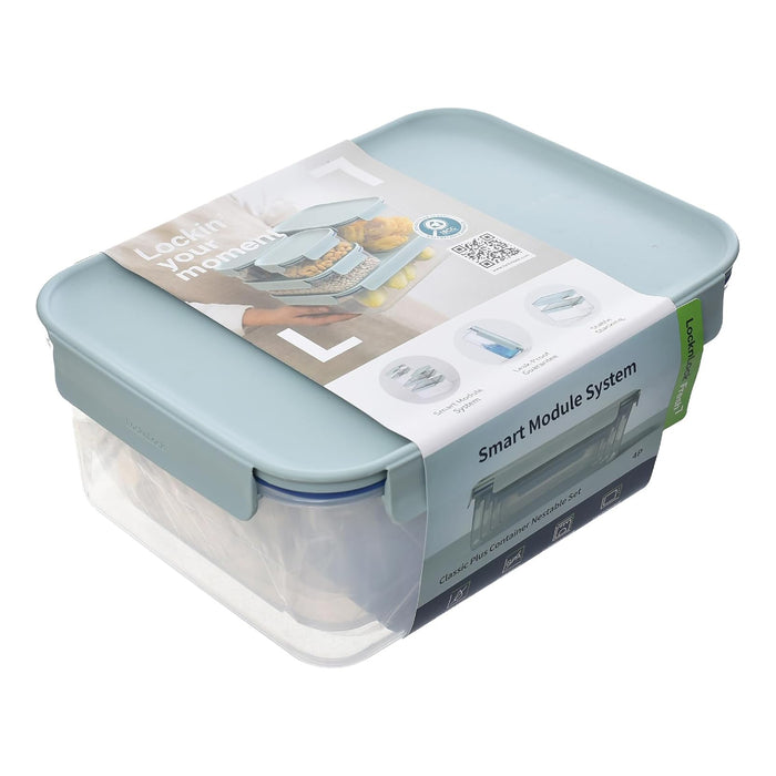 لوك آند لوك كلاسيك بلس طقم حافظات 4 قطع بلاستيك ازرق - HPL413S4