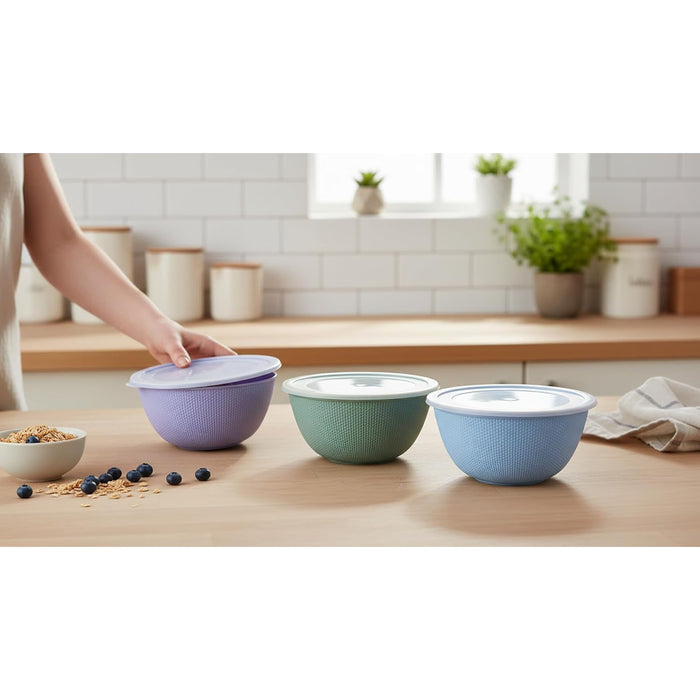 جوندول كارمن طقم مصفاة ووعاء مع غطاء بلاستيك اخضر - G-315G