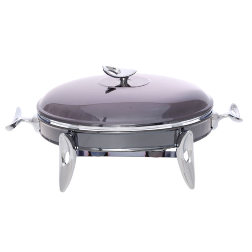 رويال ألفريدو طبق تقديم بيضاوى ( غطاء + طاجن زجاجي)  ستناليس ستيل فضى * فامية - 918BL