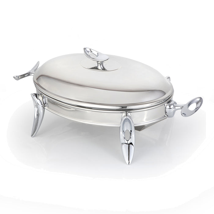 رويال ألفريدو طبق تقديم وسط بيضاوى ( غطاء + طاجن زجاجي)  ستناليس ستيل فضى - 919S