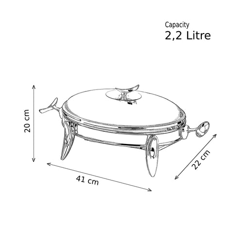 رويال ألفريدو طبق تقديم وسط بيضاوى ( غطاء + طاجن زجاجي)  ستناليس ستيل فضى - 919S