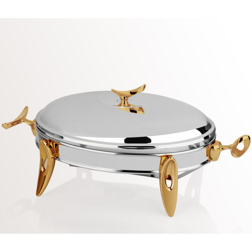 رويال ألفريدو طبق تقديم وسط بيضاوى ( غطاء + طاجن زجاجي)  ستناليس ستيل فضى * `ذهبى - 919SG