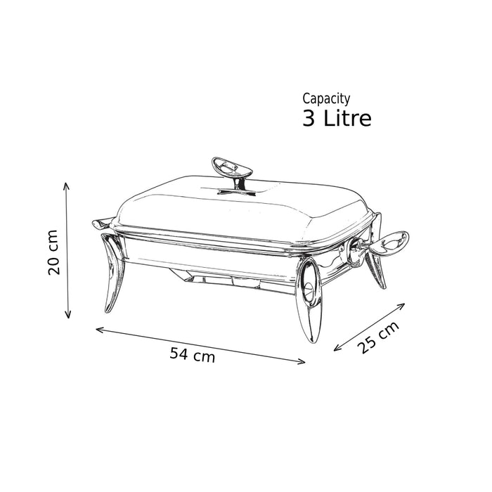 رويال ألفريدو طبق تقديم مستطيل كبير (غطاء + طاجن زجاجي)  ستناليس ستيل فضى - 913S