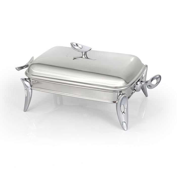 رويال ألفريدو طبق تقديم مستطيل وسط (غطاء + طاجن زجاجي)  ستناليس ستيل فضى - 912S