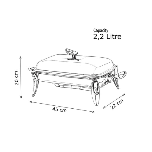 رويال ألفريدو طبق تقديم مستطيل وسط (غطاء + طاجن زجاجي)  ستناليس ستيل فضى - 912S