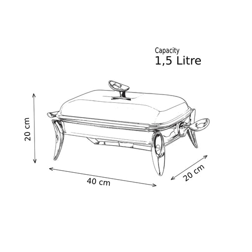 رويال ألفريدو طبق تقديم مستطيل صغير (غطاء + طاجن زجاجي)  ستناليس ستيل فضى - 911S