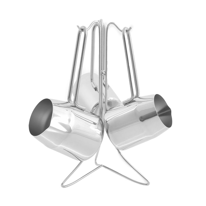 رويال ألفريدو طقم كنك قهوة ستانلس ستيل ٣ قطع بالحامل فضى - ARF3