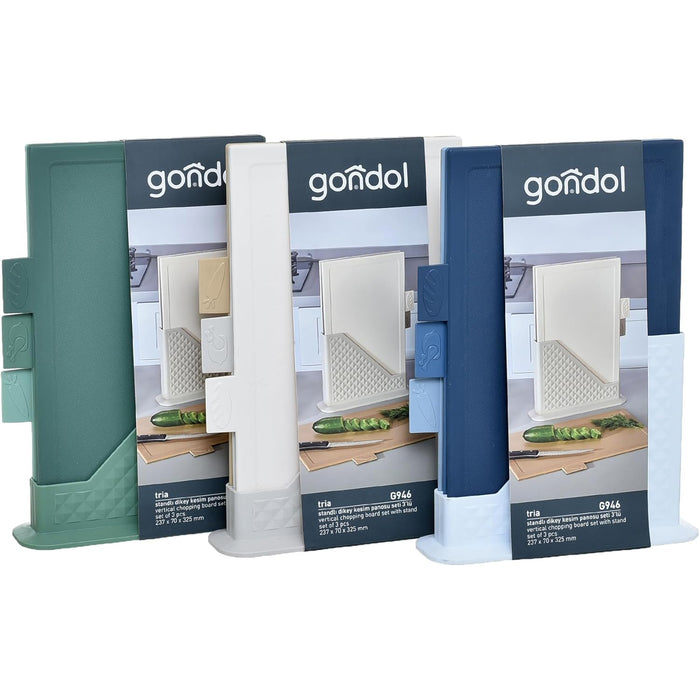 جوندول طقم 3 لوح تقطيع مع حامل اخضر - G-946G