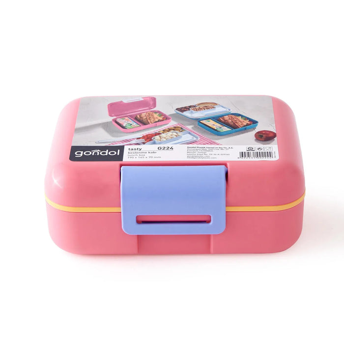 جوندول لانش بوكس (19*17*14.5 سم) شوكة+ملعقة بلاستيك روز - G-224P