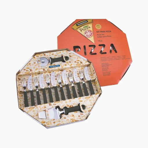 ترامونتينا طقم بيتزا 14 قطعة استانلس ستيل اسود - 2160675