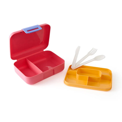 جوندول لانش بوكس (19*17*14.5 سم) شوكة+ملعقة بلاستيك روز - G-224P