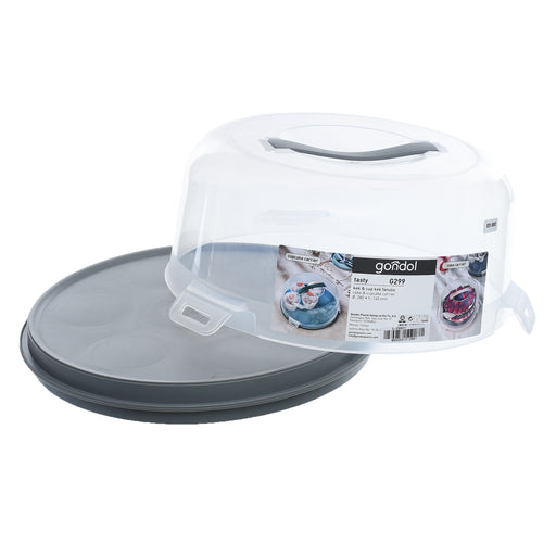 جوندول طبق تقديم حلويات 28* 24.5 سم بغطاء بلاستيك رمادى - G-299GY