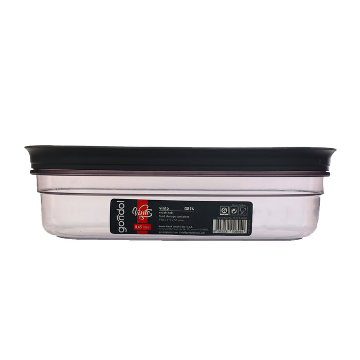 جوندول علبة طعام مستطيلة 650 مل بلاستيك رمادى - G-894