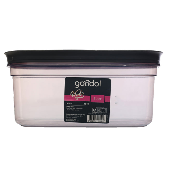 جوندول علبة طعام مستطيلة 1 لتر بلاستيك رمادى - G-895