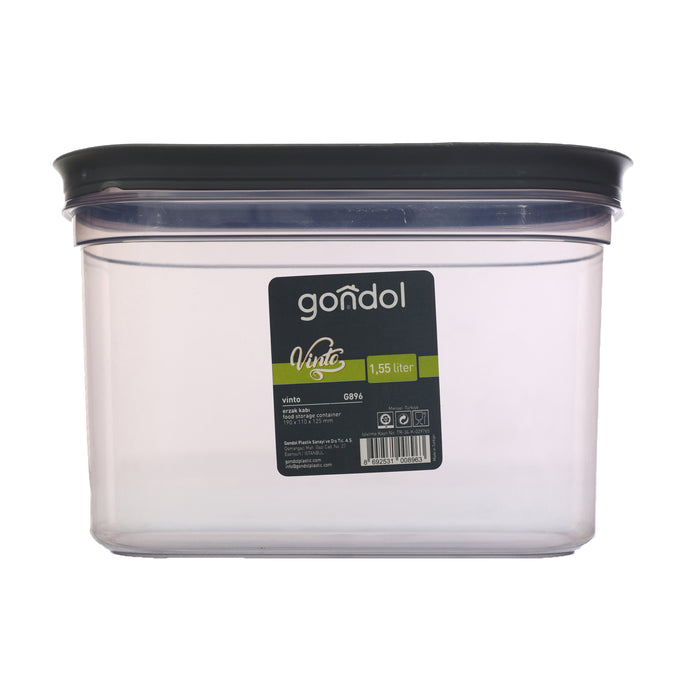 جوندول علبة طعام مستطيلة 1.55 لتر بلاستيك رمادى - G-896