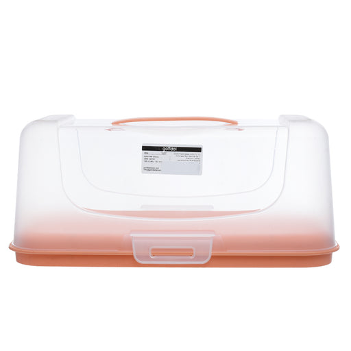 جوندول حامل حلويات مستطيل بغطاء بلاستيك برتقالى - G-227OR