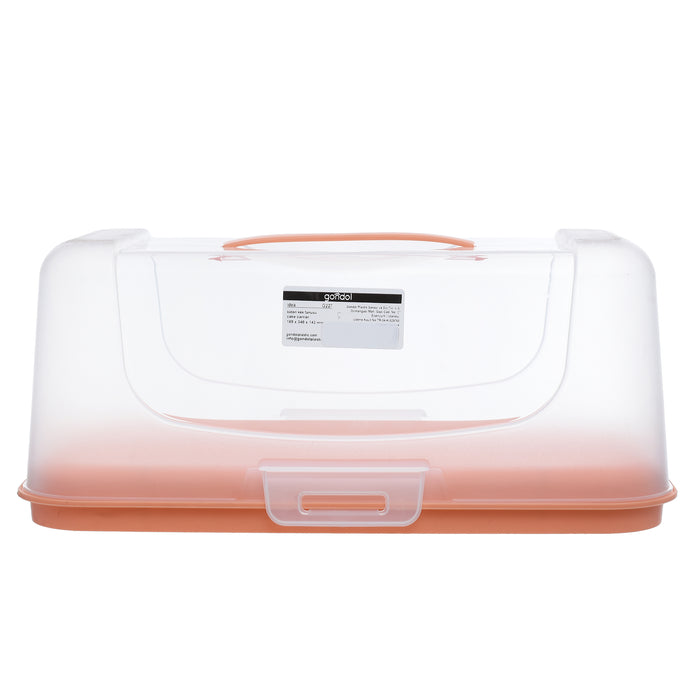 جوندول حامل حلويات مستطيل بغطاء بلاستيك برتقالى - G-227OR