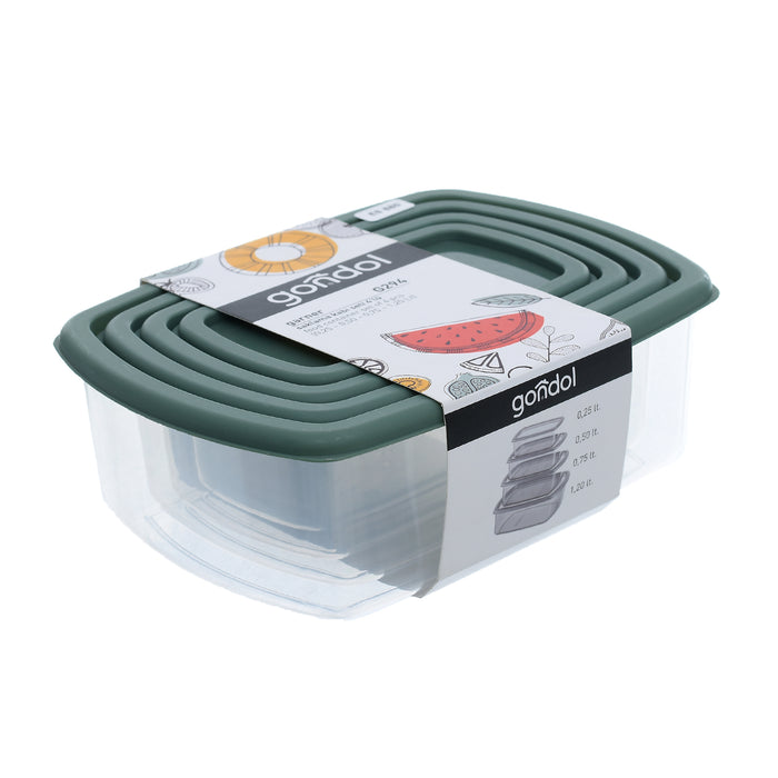 جوندول طقم علب (4 قطع) بلاستيك اخضر  - G-294GN