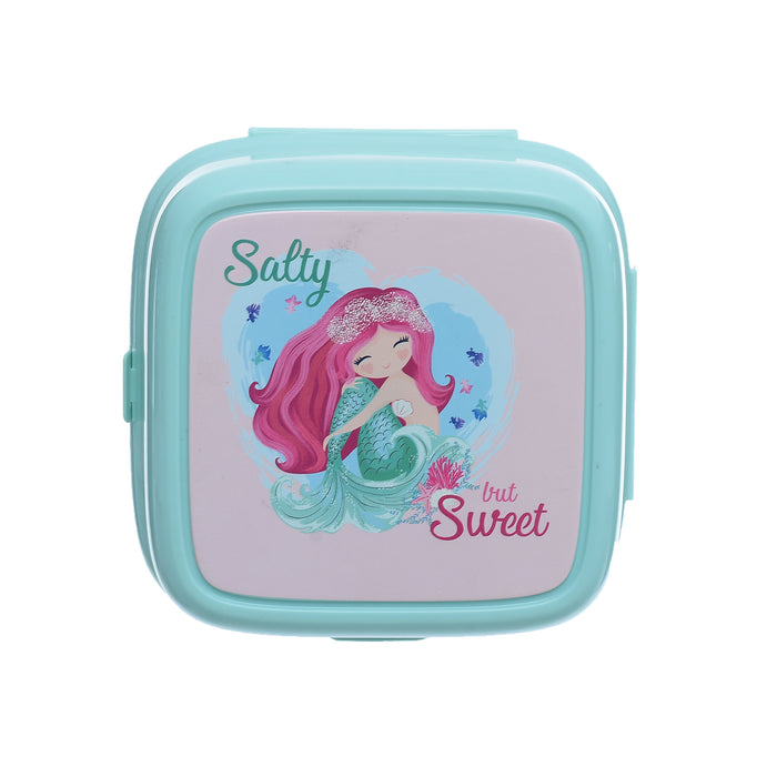 جوندول لانش بوكس (15*15.5*9.5 سم) شوكة+ملعقة بلاستيك تركواز  - G-400T