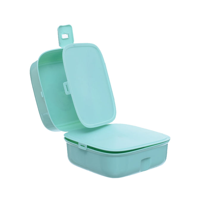 جوندول لانش بوكس (15*15.5*9.5 سم) شوكة+ملعقة بلاستيك تركواز  - G-400T