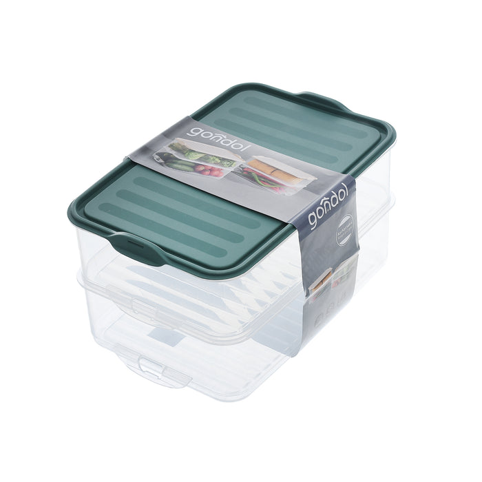 جوندول علبة طعام مستطيلة 1.60 لتر مقسمة 2 خانه بلاستيك اخضر - G-463GN