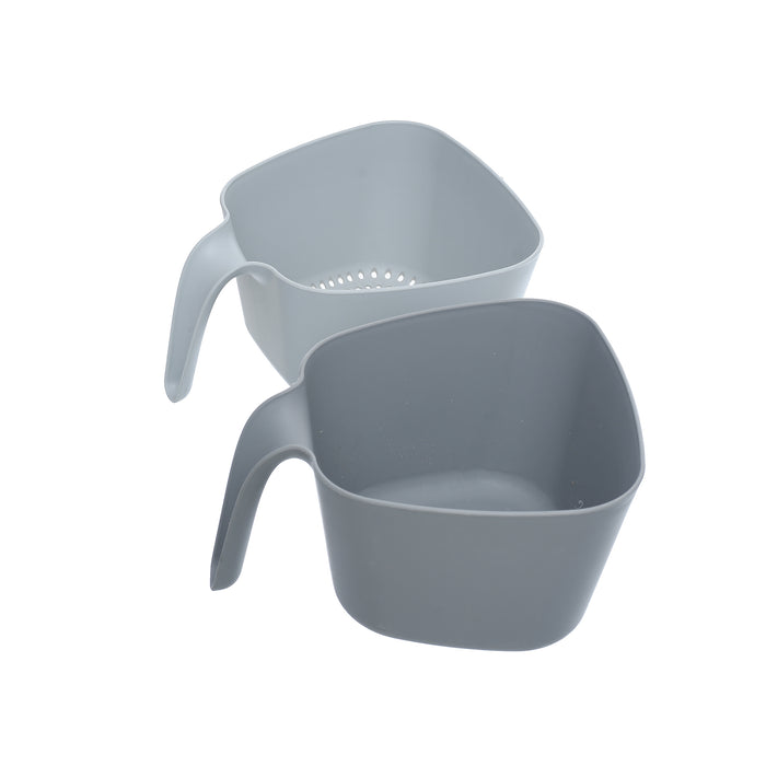 جوندول مصفاة بيد مزدوجة بطبق 2.40 لتر بلاستيك رمادى  - G-576GY