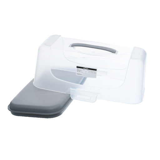 جوندول حامل حلويات مستطيل بغطاء بلاستيك رمادى - G-227GY