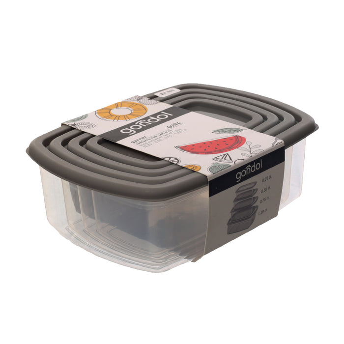 جوندول طقم علب (4 قطع) بلاستيك رمادي - G-294GY