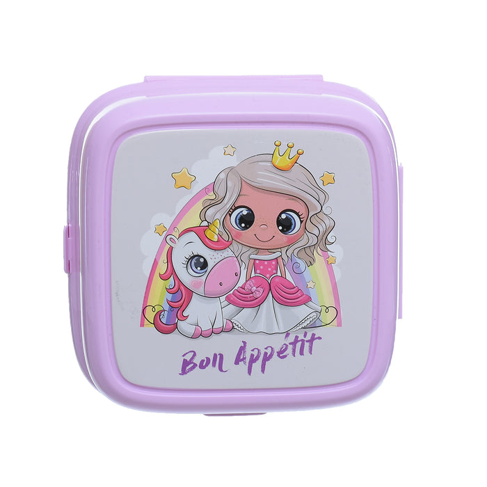 جوندول لانش بوكس (15*15.5*9.5 سم) شوكة+ملعقة بلاستيك روز - G-400P