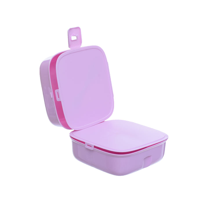 جوندول لانش بوكس (15*15.5*9.5 سم) شوكة+ملعقة بلاستيك روز - G-400P