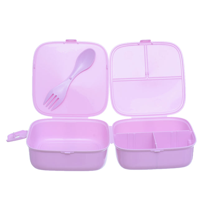 جوندول لانش بوكس (15*15.5*9.5 سم) شوكة+ملعقة بلاستيك روز - G-400P