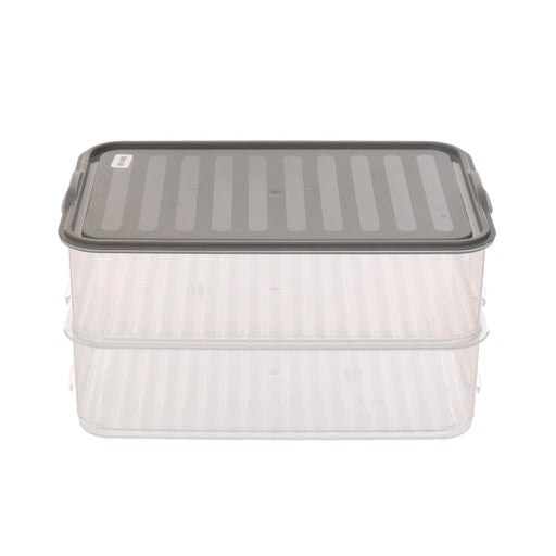 جوندول علبة طعام مستطيلة 1.60 لتر مقسمة 2 خانه بلاستيك رمادى - G-463GY