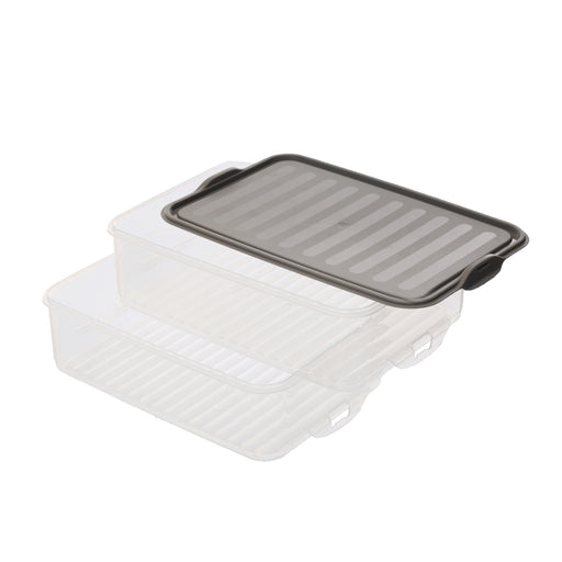 جوندول علبة طعام مستطيلة 1.60 لتر مقسمة 2 خانه بلاستيك رمادى - G-463GY