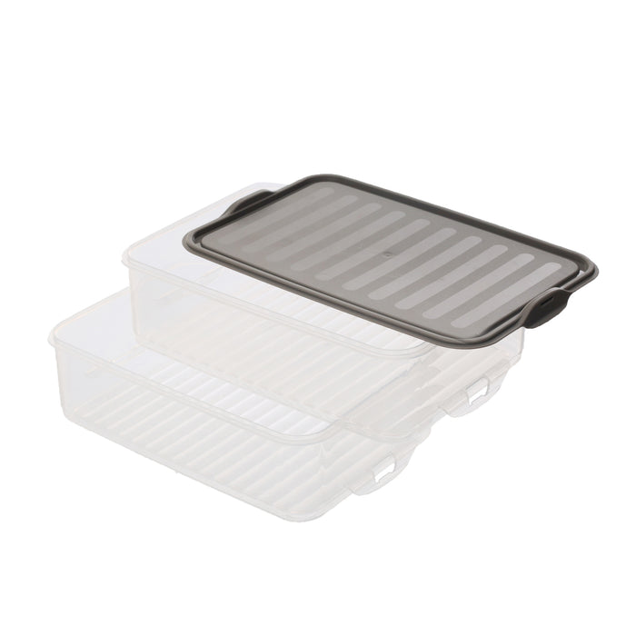 جوندول علبة طعام مستطيلة 1.60 لتر مقسمة 2 خانه بلاستيك رمادى - G-463GY