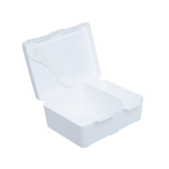 جوندول لانش بوكس (18*14*7.5 سم) شوكة+ملعقة بلاستيك ابيض - G-499CR