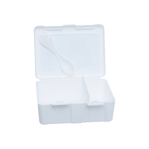 جوندول لانش بوكس (18*14*7.5 سم) شوكة+ملعقة بلاستيك ابيض - G-499CR