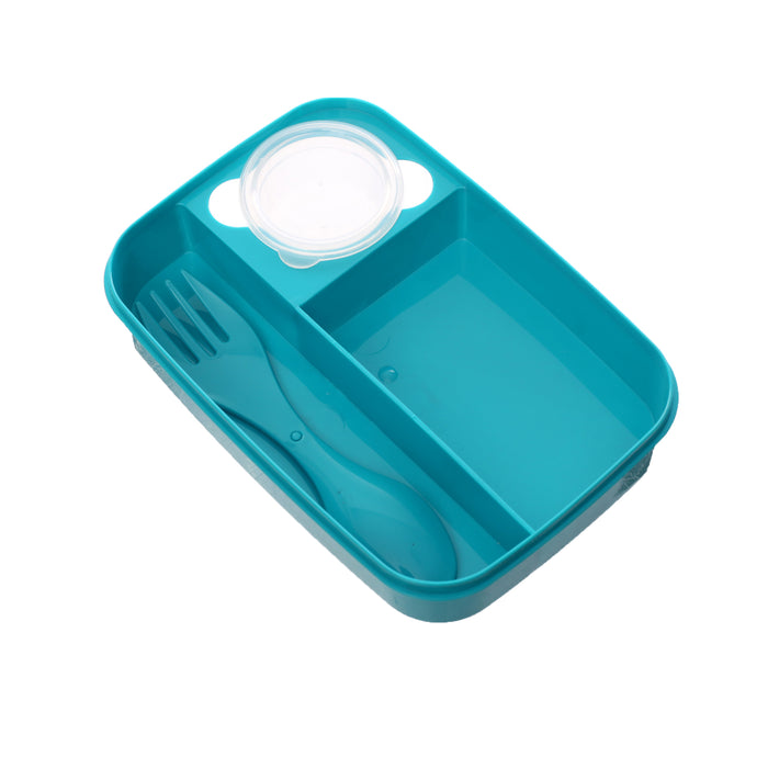 جوندول لانش بوكس (19*14*10 سم) شوكة+ملعقة بلاستيك تركواز - G-580T