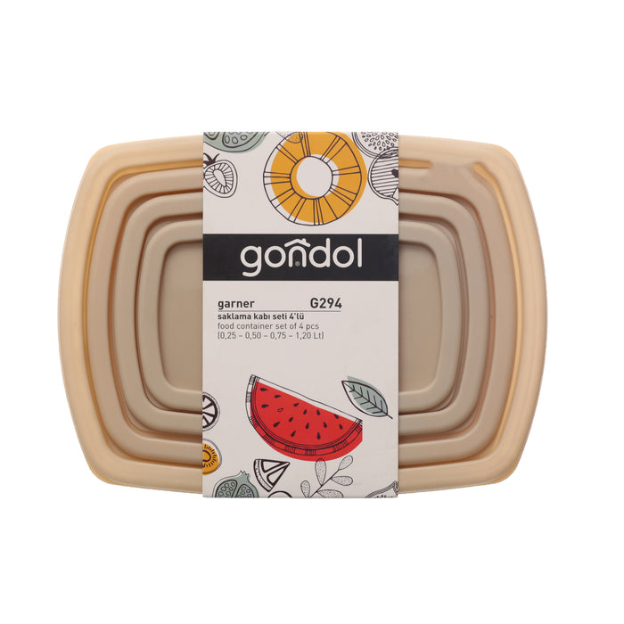 جوندول طقم علب (4 قطع) بلاستيك بيج- G-294IV