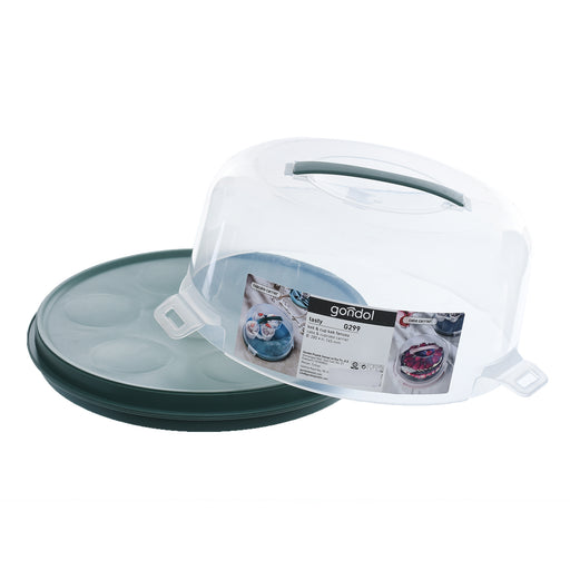 جوندول طبق تقديم حلويات 28* 24.5 سم بغطاء بلاستيك اخضر - G-299GN