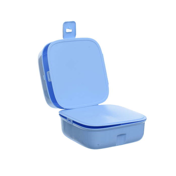 جوندول لانش بوكس (15*15.5*9.5 سم) شوكة+ملعقة بلاستيك ازرق - G-400B