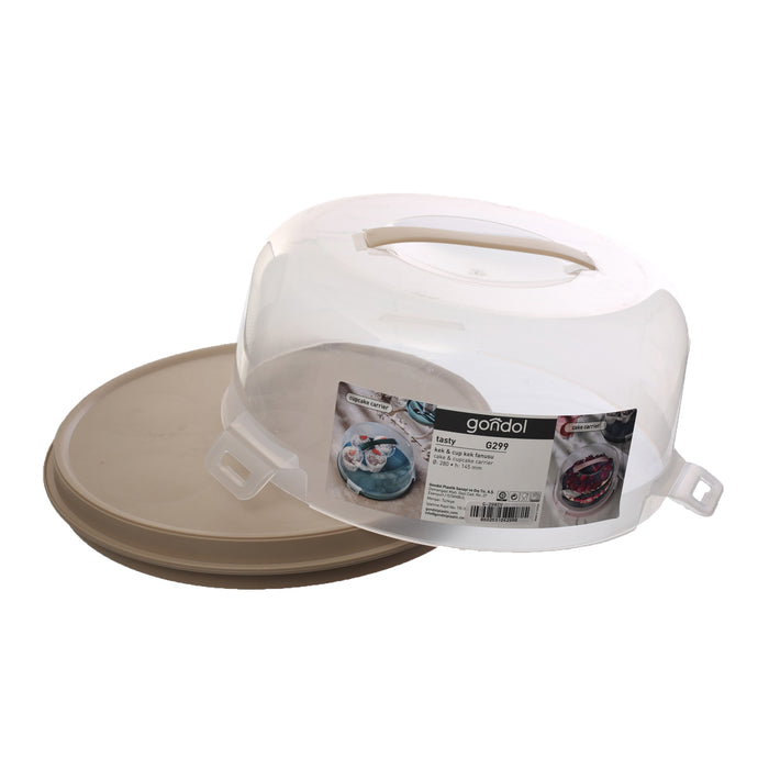 جوندول طبق تقديم حلويات 28* 24.5 سم بغطاء بلاستيك بيج - G-299IV