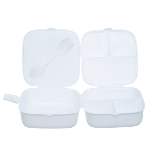 جوندول لانش بوكس (15*15.5*9.5 سم) شوكة+ملعقة بلاستيك ابيض - G-400W